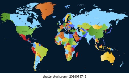World map. Color vector modern. Silhouette