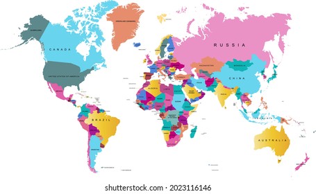 Mapa mundial. Vector de color moderno. Mapa de silueta.