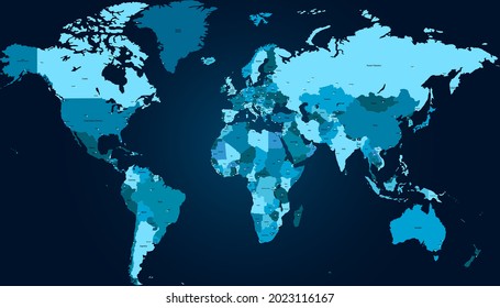 World map. Color vector modern. Silhouette map.