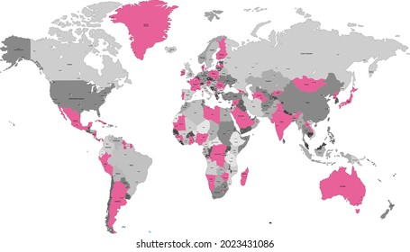 World map. Color vector modern. Silhouette