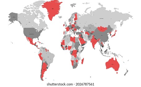 Mapa mundial. Vector de color moderno. Silhouette.