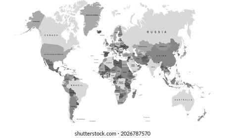 Mapa mundial. Vector de color moderno. Silhouette.