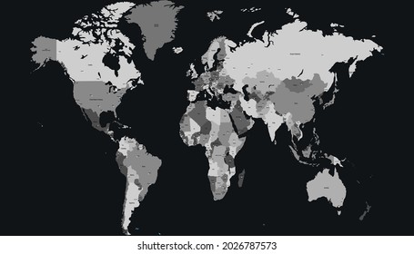 World map. Color vector modern. Silhouette.