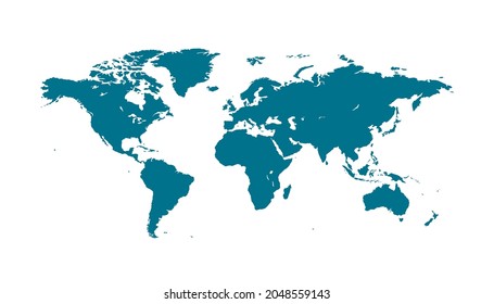 Mapa mundial. Vector de color moderno. Mapa de silueta.
