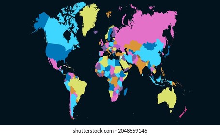 World map. Color vector modern. Silhouette map.