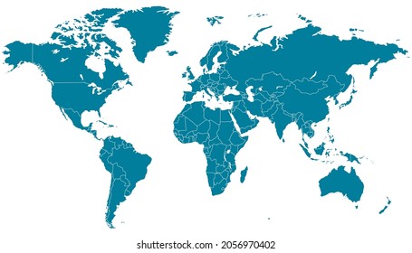 Mapa mundial. Vector de color moderno. Mapa de silueta.