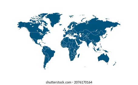 World map. Color vector modern. Silhouette map.