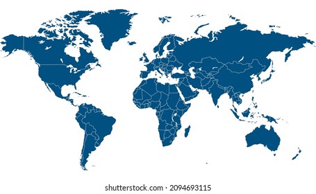 Mapa mundial. Vector de color moderno. Mapa de silueta.