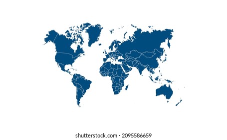 World map. Color vector modern. Silhouette map.