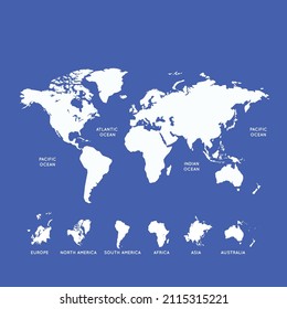 World map color vector modern. Silhouette map.