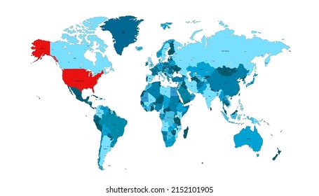 Mapa mundial. Vector de color moderno.	