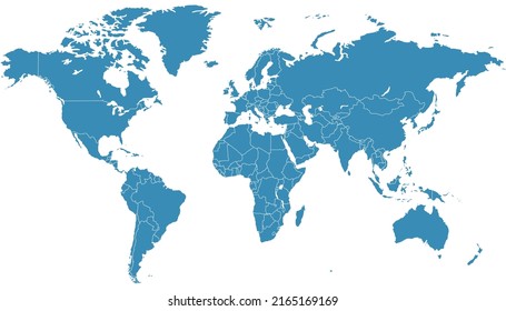 World map. Color vector modern. Silhouette map.	