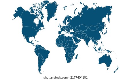 Mapa mundial. Vector de color moderno. Mapa de silueta.	