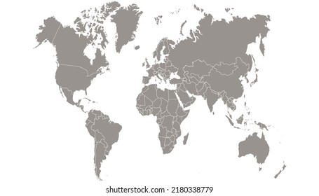 World map. Color vector modern. Silhouette map.	