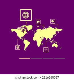 El vector de color del mapa mundial es moderno. Mapa de silueta.