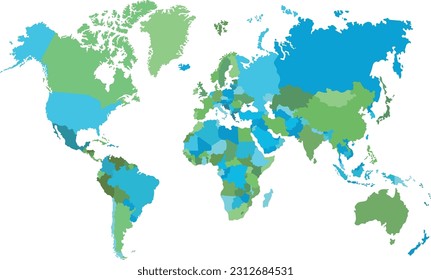 El vector de color del mapa mundial es moderno. Mapa de silueta.