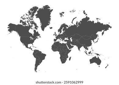 World map color vector modern. Silhouette map.