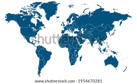 World map. Color vector modern. Silhouette map.