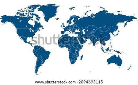 World map. Color vector modern. Silhouette map.