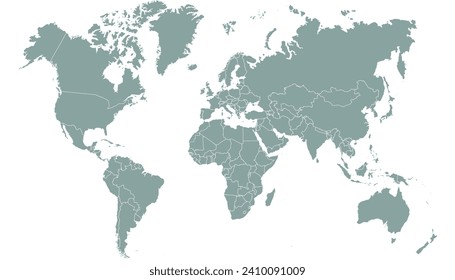 World map. Color vector map. Silhouette map.	