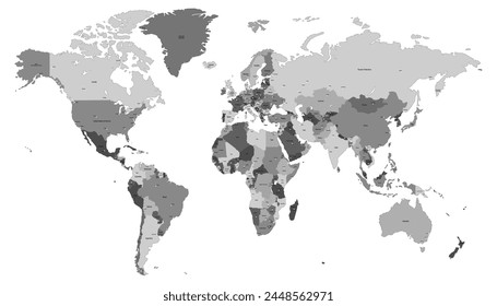 Mapa del mundo. Mapa de Vector de color. Mapa de silueta.	