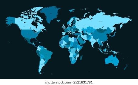 Mapa do mundo. Mapa de vetor de cores. Mapa da silhueta.