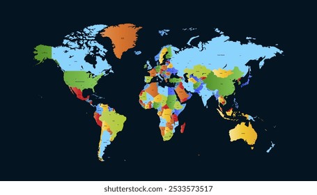 World map. Color vector map. Silhouette map