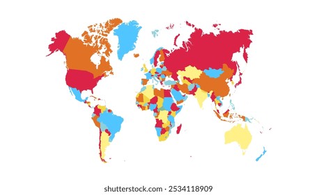 World map. Color vector map. Silhouette.