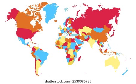 World map. Color vector map. Silhouette.