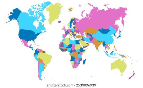 World map. Color vector map. Silhouette.