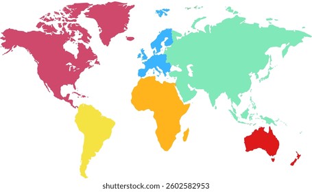 World map. Color vector map. Silhouette.