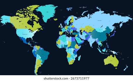 Mapa do mundo. Mapa de vetor de cores. Mapa da silhueta