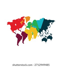 Mapa do mundo Design colorido abstrato Continentes globais