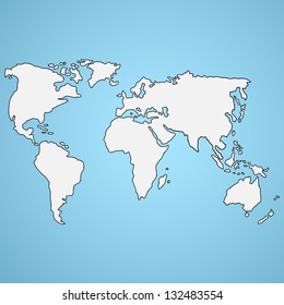 world map with a colorful blue background.