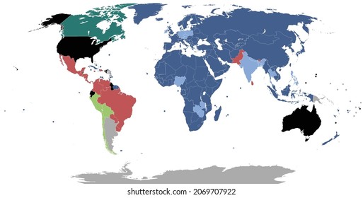 world map . colorful world countries . Geography map, world land atlas or planet cartography vector illustration	