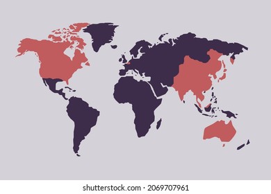 world map . colorful world countries . Geography map, world land atlas or planet cartography vector illustration	