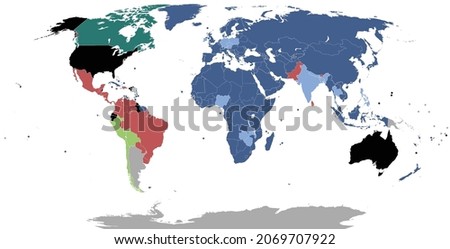world map . colorful world countries . Geography map, world land atlas or planet cartography vector illustration	