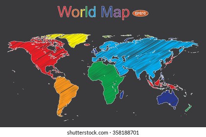 World map colorful isolated on white background. Can design or montage your product for display World map.