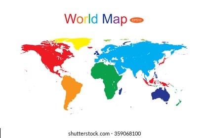 World map colorful isolated on white background.
