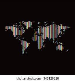 world map colorful line theme