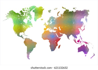 World map colorful low poly. vector illustration eps 10. 