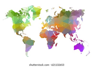 Mapa mundial colorido bajo pozo. ilustración vectorial, pasos 10. 