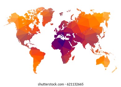 World map colorful low poly. vector illustration eps 10. 