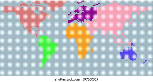 World map in colorful round dot 