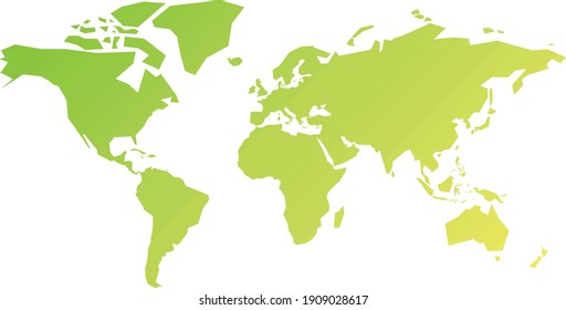 World Map Of Colorful Stripes. Diagonal Stripes Designed In Gradient Of Spring Colors. Simple Flat Vector Illustration