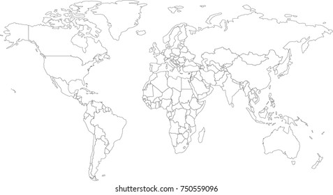 World Map Coloring Book Outlines