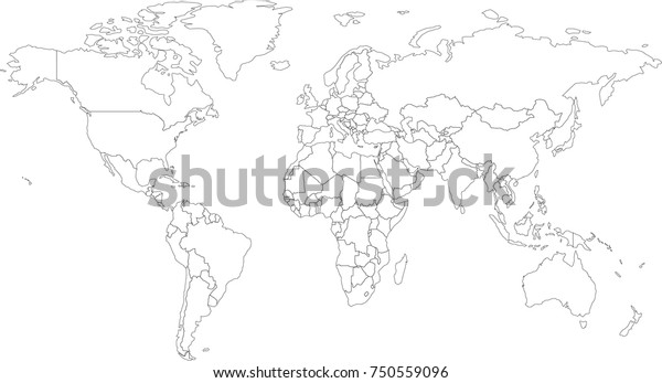 World Map Coloring Book Outlines Stock Vector (Royalty Free) 750559096