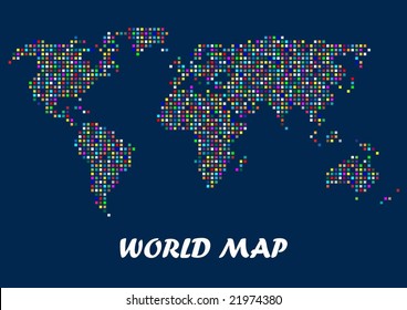 Mapa mundial compuesto de plazas coloridas