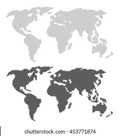 World map concept black color isolated on white background. Vector Illustration
