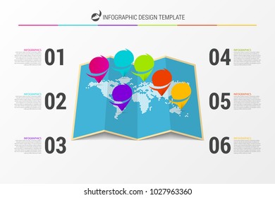 World map concept. Infographic design template. Vector illustration